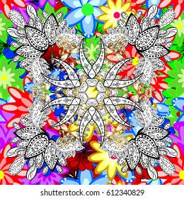 Vector flower illustration. Seamless pattern with floral motif. Seamless floral pattern with flowers, watercolor.