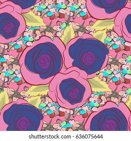 Vector flower illustration. Seamless pattern with floral motif. Seamless floral pattern with flowers, watercolor.