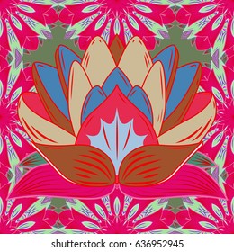 Vector flower illustration. Seamless pattern with floral motif. Seamless floral pattern with purple flowers, watercolor.