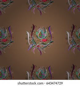 Vector flower illustration. Seamless pattern with floral motif. Seamless floral pattern with blue flowers, watercolor.