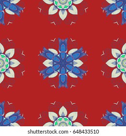 Vector flower illustration. Seamless pattern with floral motif. Seamless floral pattern with blue flowers, watercolor.