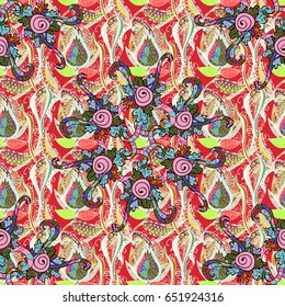 Vector flower illustration. Seamless pattern with floral motif. Seamless floral pattern with blue and pink flowers, watercolor.