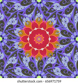 Vector flower illustration. Seamless pattern with floral motif. Seamless floral pattern with flowers, watercolor.