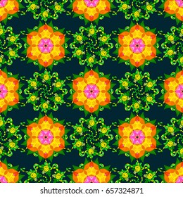 Vector flower illustration. Seamless pattern with floral motif. Seamless floral pattern with flowers, watercolor.