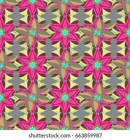 Vector flower illustration. Seamless pattern with floral motif. Seamless floral pattern with pink flowers, watercolor.