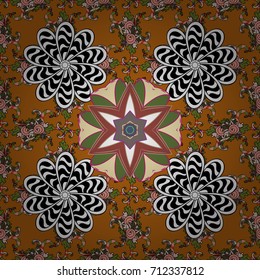 Vector flower illustration. Seamless pattern with floral motif. Seamless floral pattern with orange, black and white flowers, watercolor.