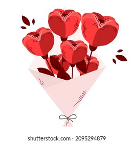 Vector flower illustration.On white background.Bouquet of flowers.