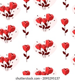 Ilustración de flor vectorial.Sobre fondo blanco.Patrón sin foco para el día de San Valentín.Concepto para envolver papel