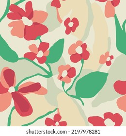 Vector Flower Layers Illustration Seamless Repeat Pattern