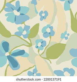 Vector flower layers illustration seamless repeat pattern