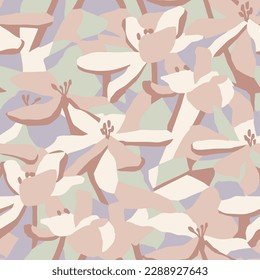 Vector flower layers illustration seamless repeat pattern