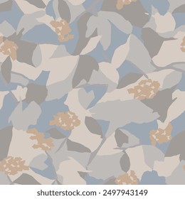Vector flower and leaf botanical illustration seamless repeat pattern digital artwork