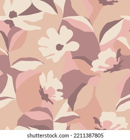 Vector flower and leaf layers illustration seamless repeat pattern
