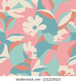 Vector flower and leaf layers illustration seamless repeat pattern