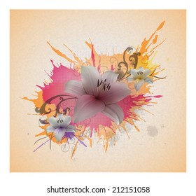 Vector flower lily. Vector background with Flower. 