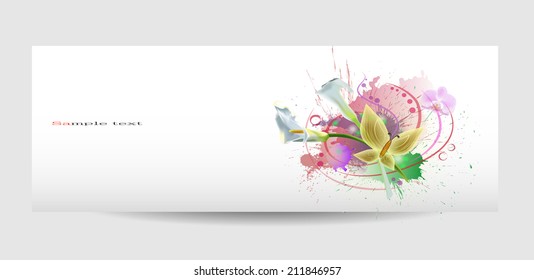 Vector flower  lily, orchid . Vector background with Flower 