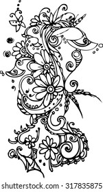 the vector of flower line art design for card