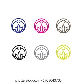 vector flower line design logo