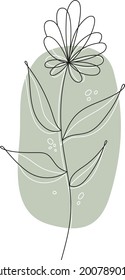 Vector flower line on the abstract silhouette