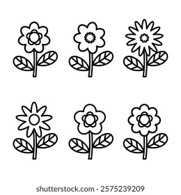 Vector flower lineart. Flower coloring page for kids.