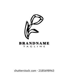 logotipo de flor vectorial caricatura plantilla diseño de icono negro ilustración aislada moderna