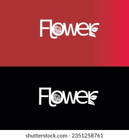 vector flower logo design . flower icon and flower text logo 