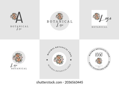 Vector flower logo minimal design branding line decorative art package