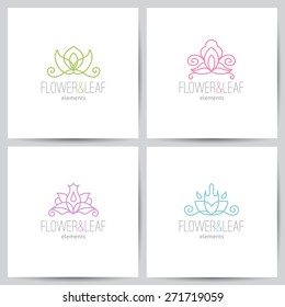 vector flower logo set on white background