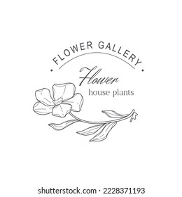 Plantilla de logotipo de flor vectora. Diseño moderno de líneas dibujadas a mano. Ilustración minimalista de diseño de logotipo floral.
