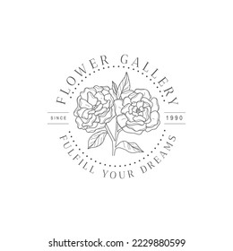 Plantilla de logotipo de flor vectora. Diseño moderno de líneas dibujadas a mano. Ilustración minimalista de diseño de logotipo floral.