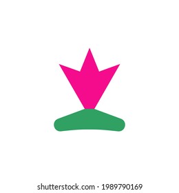 Vector flower logotype with pink and green colors on white background. Modern flat logo design