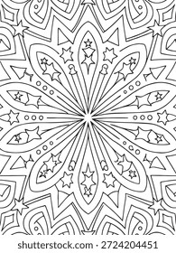 Mandala de flores de Vector en blanco y negro. Patrón redondo para colorear