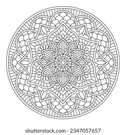 Vector flower mandala. Coloring book page