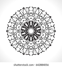 Vector Flower Mandala for Coloring Book and Indian Design. Black and White Moroccan, Spain, Turkish, Pakistan, Ottoman Pattern Isolated