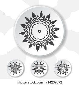 Vector Flower Mandala for Coloring Book and Indian Design. Black and White Moroccan, Spain, Turkish, Pakistan, Ottoman Pattern Isolated