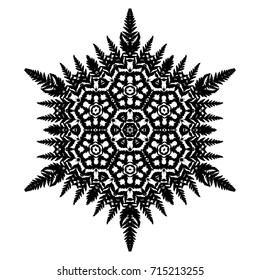 Vector Flower Mandala for Coloring Book and Indian Design. Black and White Moroccan, Spain, Turkish, Pakistan, Ottoman Pattern Isolated