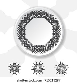 Vector Flower Mandala for Coloring Book and Indian Design. Black and White Moroccan, Spain, Turkish, Pakistan, Ottoman Pattern Isolated