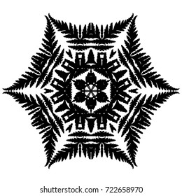Vector Flower Mandala for Coloring Book and Indian Design. Black and White Moroccan, Spain, Turkish, Pakistan, Ottoman Pattern Isolated