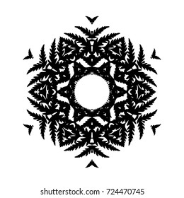 Vector Flower Mandala for Coloring Book and Indian Design. Black and White Moroccan, Spain, Turkish, Pakistan, Ottoman Pattern Isolated