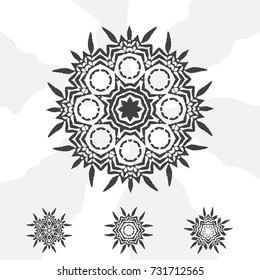 Vector Flower Mandala for Coloring Book and Indian Design. Black and White Moroccan, Spain, Turkish, Pakistan, Ottoman Pattern Isolated