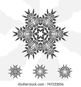 Vector Flower Mandala for Coloring Book and Indian Design. Black and White Illustration