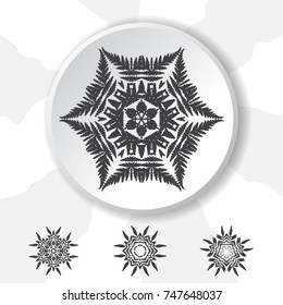 Vector Flower Mandala for Coloring Book and Indian Design. Black and White Illustration