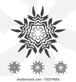 Vector Flower Mandala for Coloring Book and Indian Design. Black and White Illustration