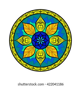 Vector Flower Mandala. Dreamcatcher style. Ethnic decorative element.