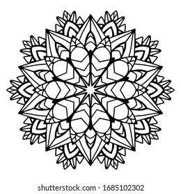 vector flower mandala, henna drawing, print for clothing, textiles, notebooks, tattoos, anti-stress coloring. isolated on a white background.