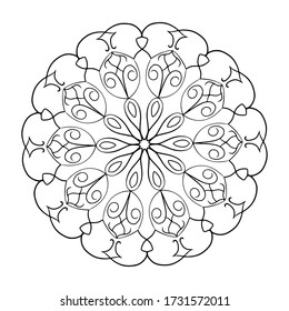 mandala de flor vectorial, dibujo de henna, impresión para prendas de vestir, textiles, cuadernos, tatuajes, colorante antiestrés. aislado en un fondo blanco.