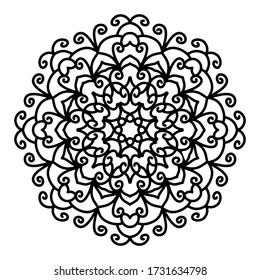 mandala de flor vectorial, dibujo de henna, impresión para prendas de vestir, textiles, cuadernos, tatuajes, colorante antiestrés. aislado en un fondo blanco.