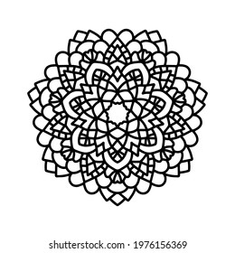 vector flower mandala, henna drawing, print for clothing, textiles, notebooks, tattoos, anti-stress coloring. isolated on a white background.