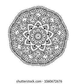 Vector Flower Mandala. Vintage decorative elements. Oriental pattern, vector illustration. Islam, Arabic, Indian, moroccan,spain, turkish, pakistan, chinese, mystic, ottoman motifs. Coloring book page