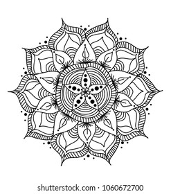 Vector Flower Mandala. Vintage decorative elements. Oriental pattern, vector illustration. Islam, Arabic, Indian, moroccan,spain, turkish, pakistan, chinese, mystic, ottoman motifs. Coloring book page